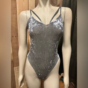 We Are Hah Hot As Hell “Budget” crushed velvet body suit sz M